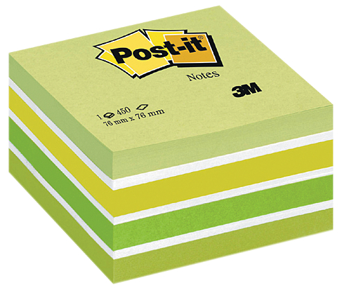 Post-it Haftnotiz-Würfel, 76 x 76 mm, Pastell-Blautöne