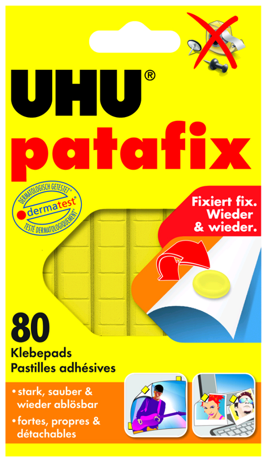 UHU Klebepads patafix, wieder ablösbar, gelb