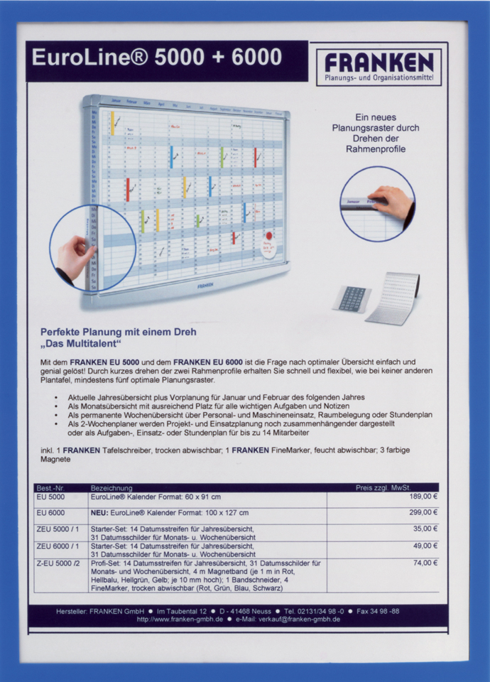 FRANKEN Magnet-Tasche FRAME IT X-tra!Line, DIN A4, grün