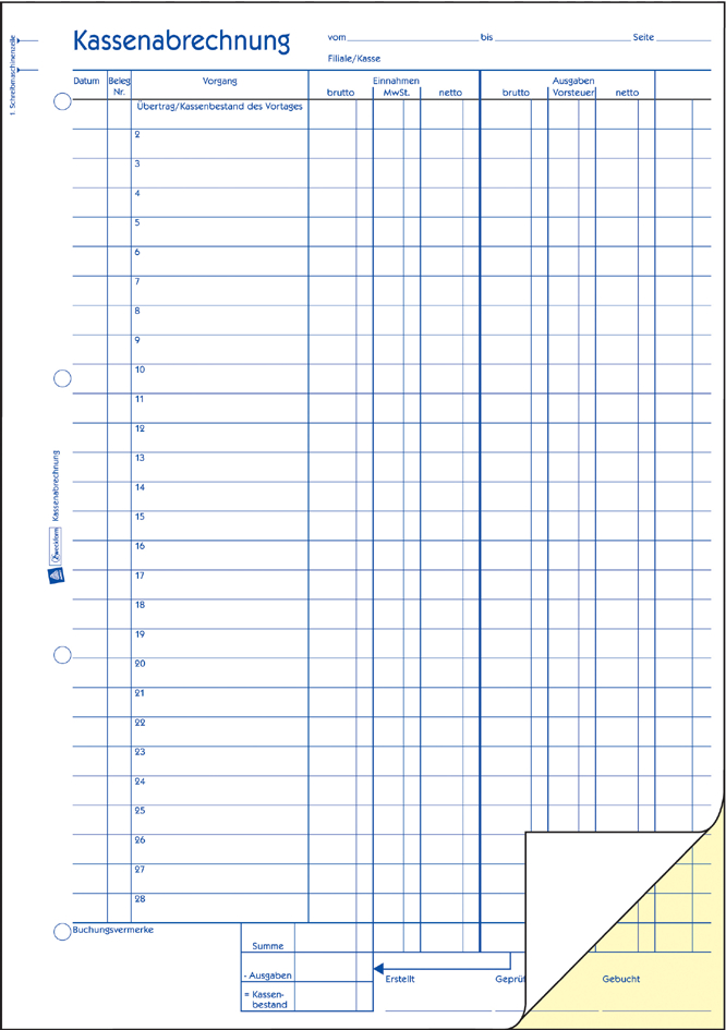 AVERY Zweckform Formularbuch ´Kassenbuch´, SD, A4