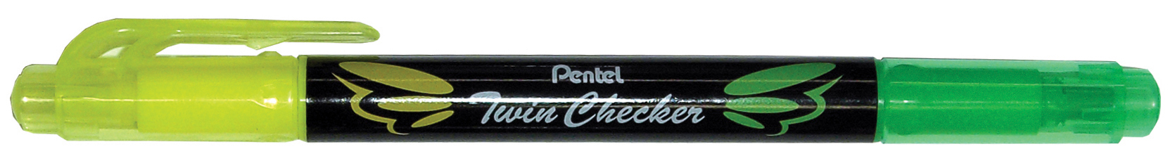 Pentel Textmarker ´TWIN CHECKER´, 2 Spitzen, gelb/blau