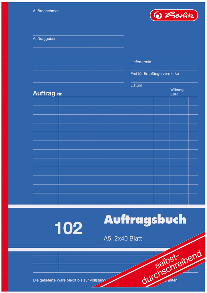 herlitz Formularbuch ´Auftrag 102´, DIN A5, 2 x 40 Blatt