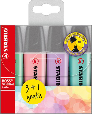 STABILO Textmarker BOSS ORIGINAL Pastel, 6er PET-Etui