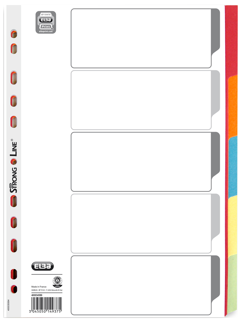 ELBA Karton-Register, blanko, DIN A4, farbig, 10-teilig