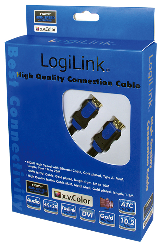 LogiLink HDMI Kabel High Speed, HDMI Stecker - Stecker, 3 m