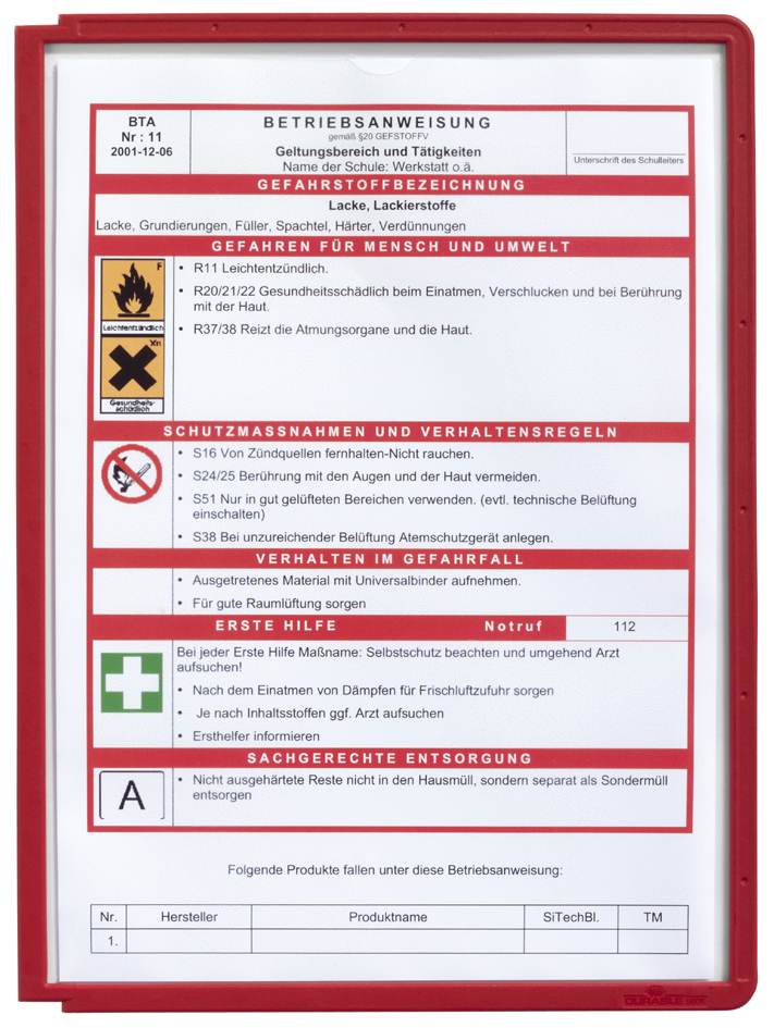 DURABLE Sichttafel SHERPA, DIN A4, farbig sortiert