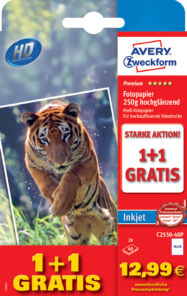 AVERY Zweckform Inkjet Foto-Papier, 100 x 150 mm, 250 g/qm