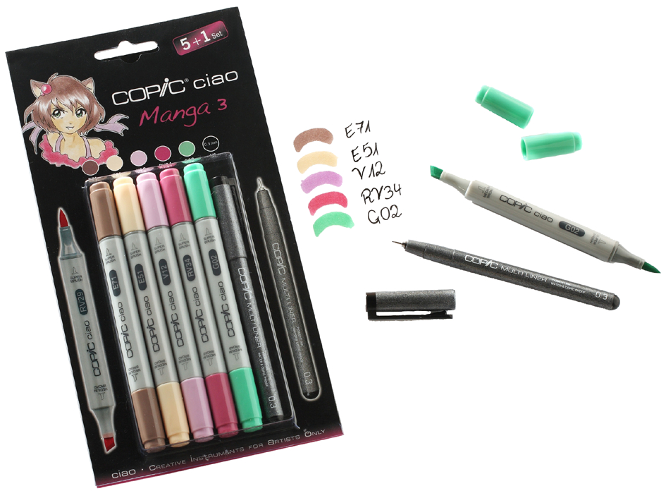 COPIC Marker ciao, 5+1 Set ´Manga 3´