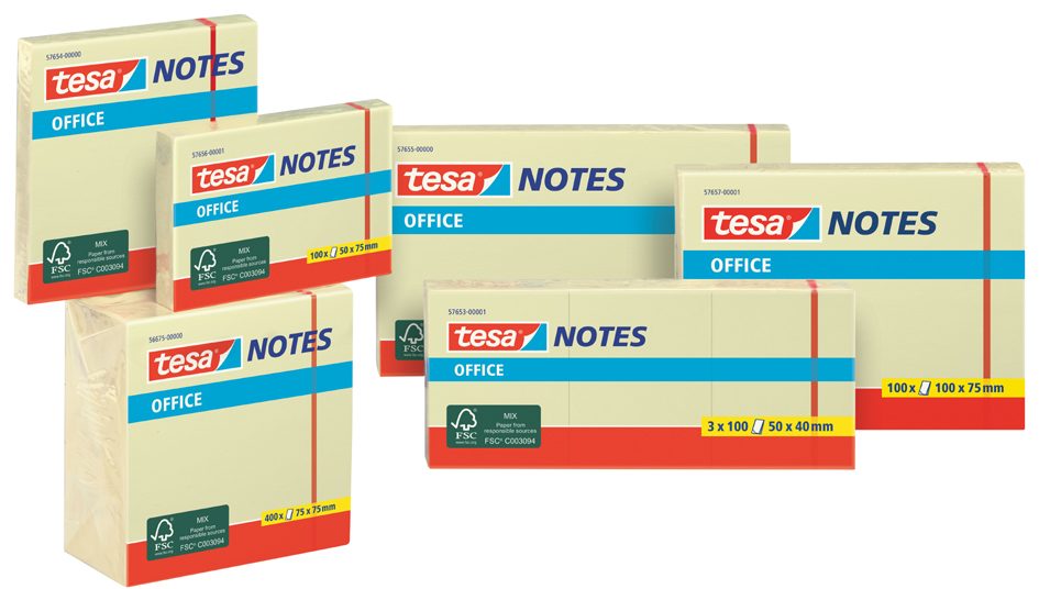 tesa Office Notes Haftnotizen, 75 x 75 mm, gelb