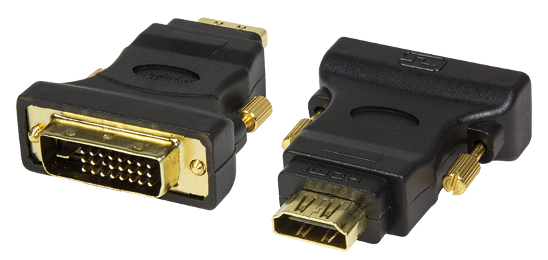 LogiLink HDMI Kupplung - DVI-D 24+1 Stecker Adapter, schwarz