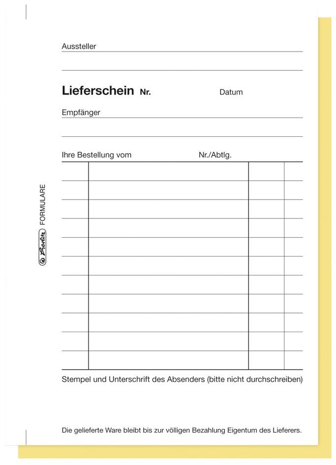 herlitz Formularbuch ´Liefer-/Empfangsschein 201´, DIN A5