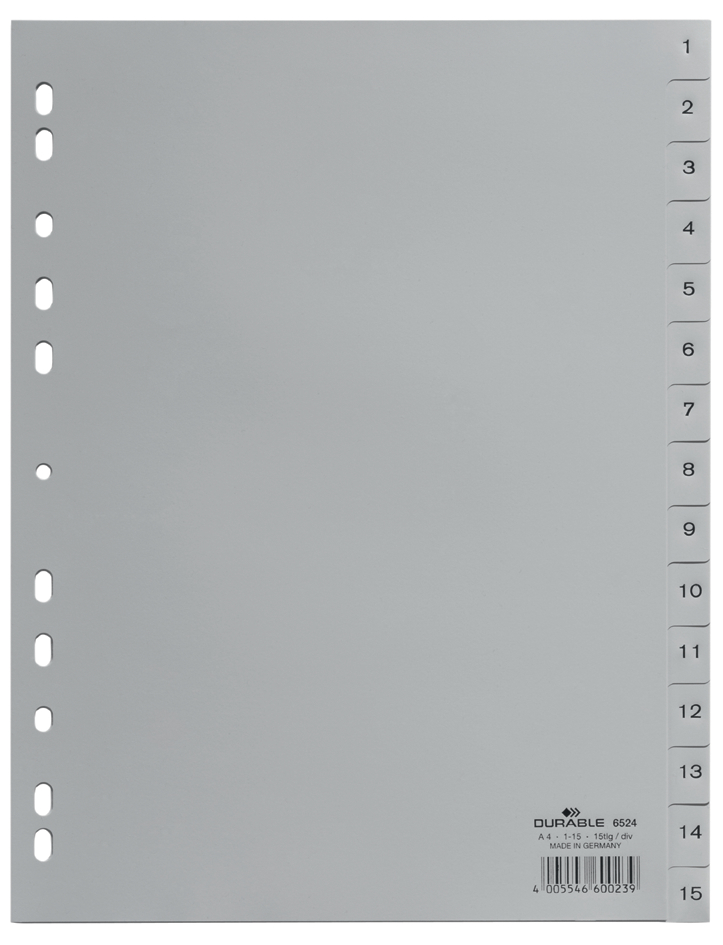 DURABLE Kunststoff-Register, Zahlen, A4, 52-teilig, 1 - 52