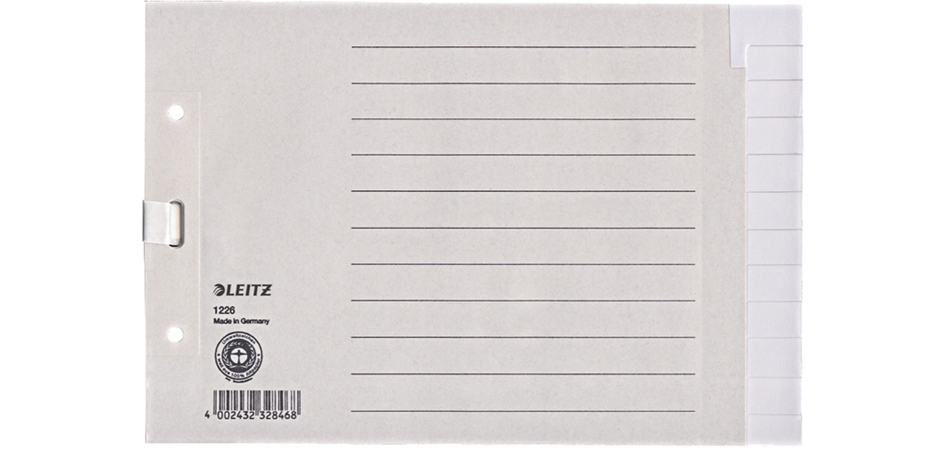 LEITZ Tauenpapier-Register, blanko, A5 quer, 12-teilig, grau