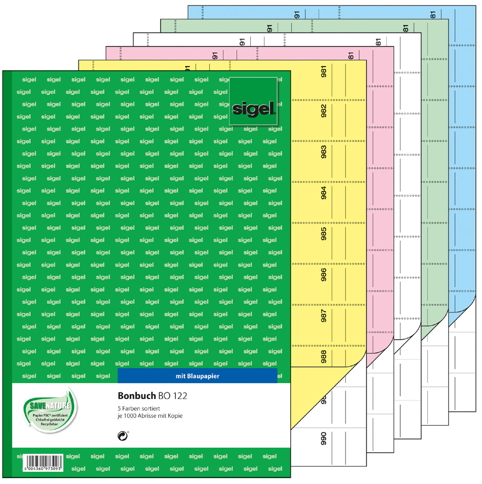 sigel Formularbuch ´Bonbuch´, A4, 1000 Abrisse, grün