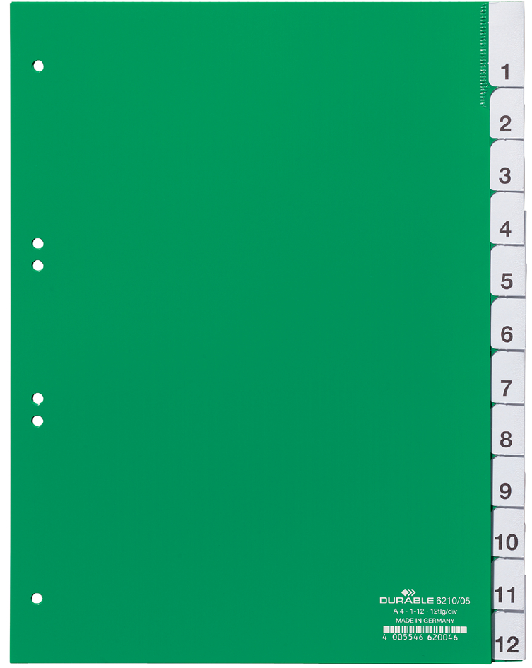 DURABLE Kunststoff-Register, PP, Stärke: 0,12 mm, 20-teilig