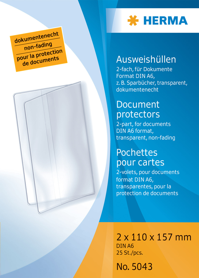 HERMA Ausweishülle, PP, 2-fach, 0,14 mm, Format: 110 x 157mm