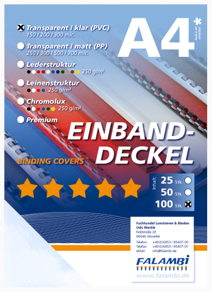 Deckelfolie PREMIUM A4 / PVC klar - 0,15 mm