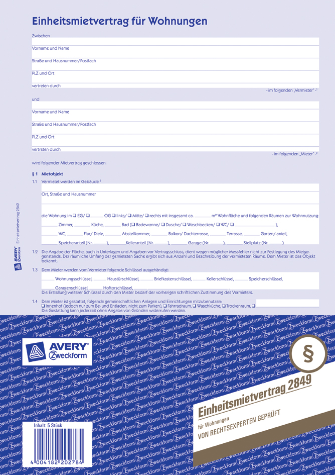 AVERY Zweckform Vordruck ´Arbeitsvertrag´, A4, für gewerbl.