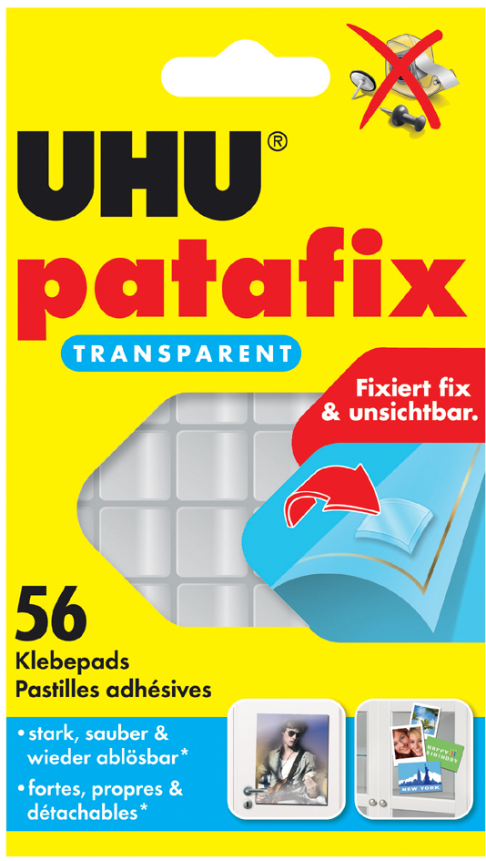 UHU Klebepads patafix, wieder ablösbar, transparent