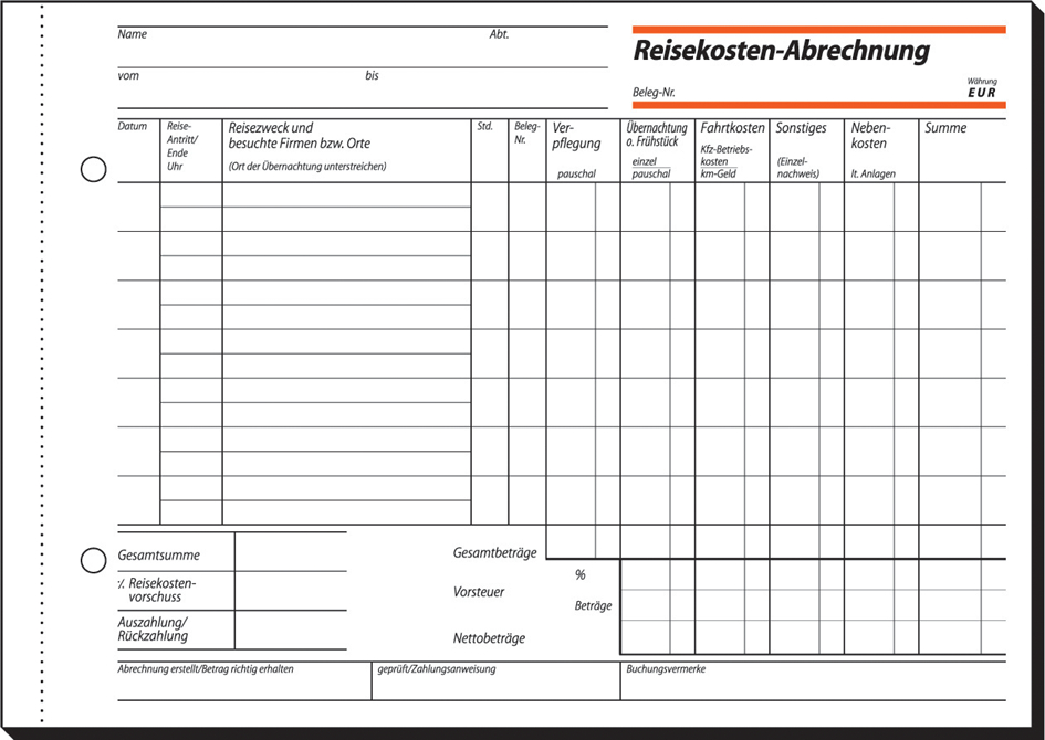 sigel Formularbuch ´Reisekostenabrechnung´, A4, 50 Blatt