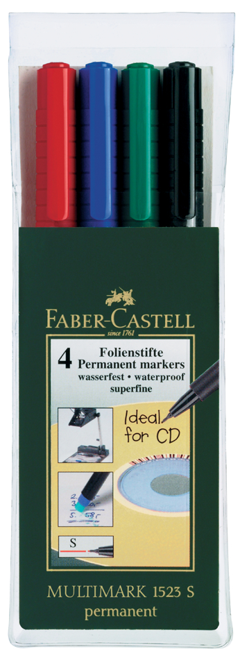 FABER-CASTELL Permanent-Marker MULTIMARK S, 4er Etui