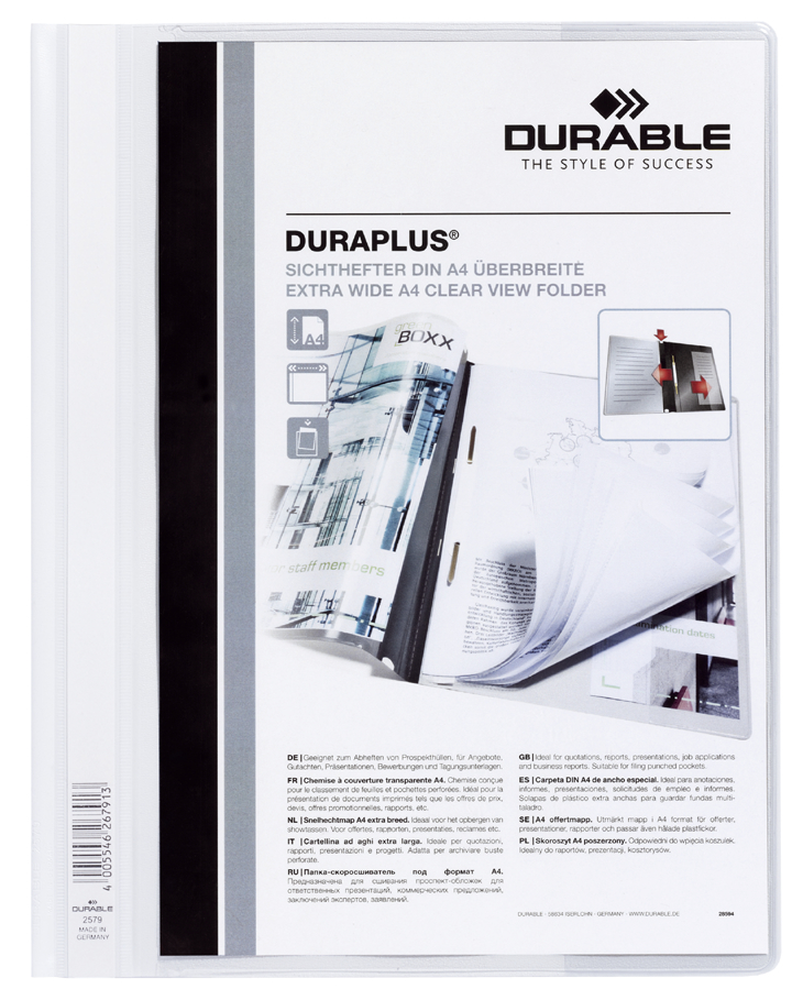 DURABLE Schnellhefter DURAPLUS, DIN A4, blau, überbreit