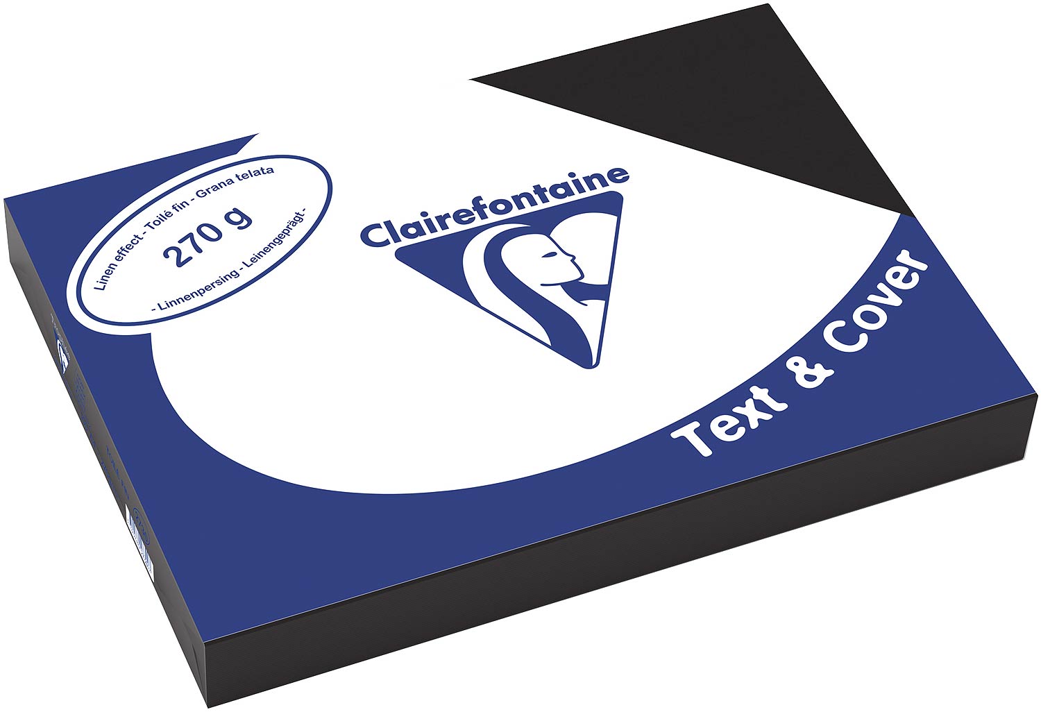 Clairefontaine Einbanddeckel, Leinenstruktur, 270 g/m² - schwarz - schwarz