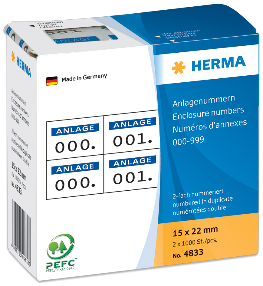 HERMA Anlagenummern, 15 x 22 mm, selbstklebend, schwarz