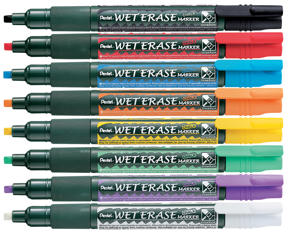 Pentel Kreidemarker ´WET ERASE CHALK´, Keilspitze, weiß