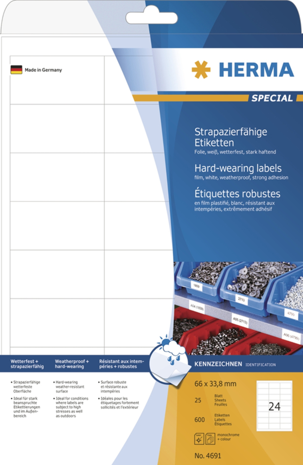 HERMA Folien-Etiketten SPECIAL, 70 x 37 mm, weiß