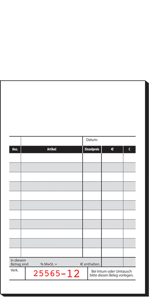 sigel Formularbuch ´Einnahmebeleg´, A6 quer, 50 Blatt