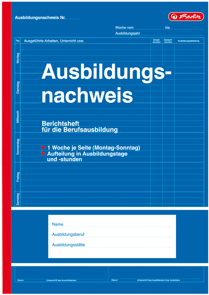 herlitz Formularbuch ´Ausbildungsnachweis´, DIN A4, 28 Blatt