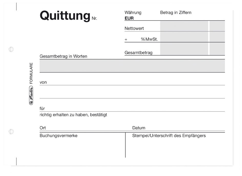 herlitz Formularbuch ´Quittung 403´, DIN A6, 2 x 50 Blatt