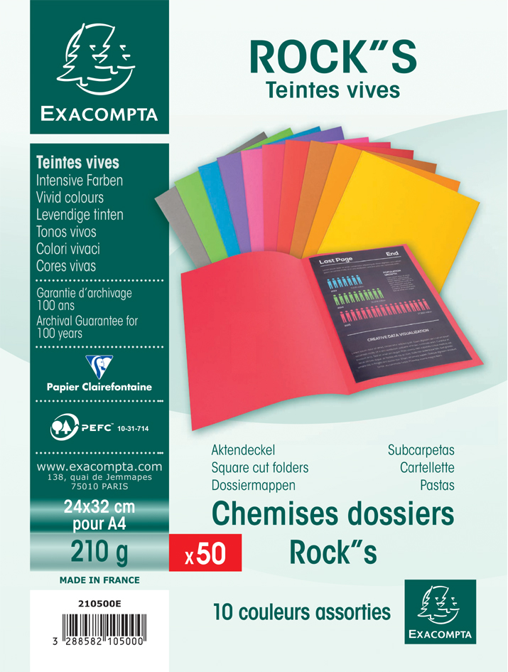 EXACOMPTA Aktendeckel ROCK´S, DIN A4, 210 g/qm, sortiert