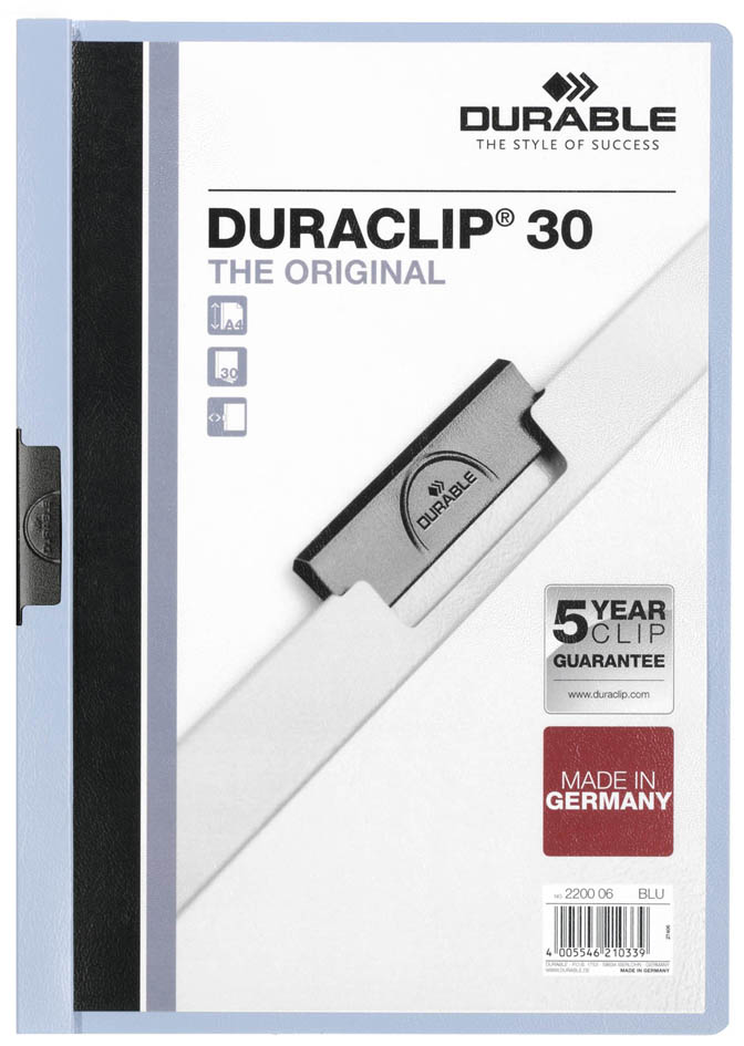 DURABLE Klemmhefter DURACLIP ORIGINAL 30, DIN A4, grün