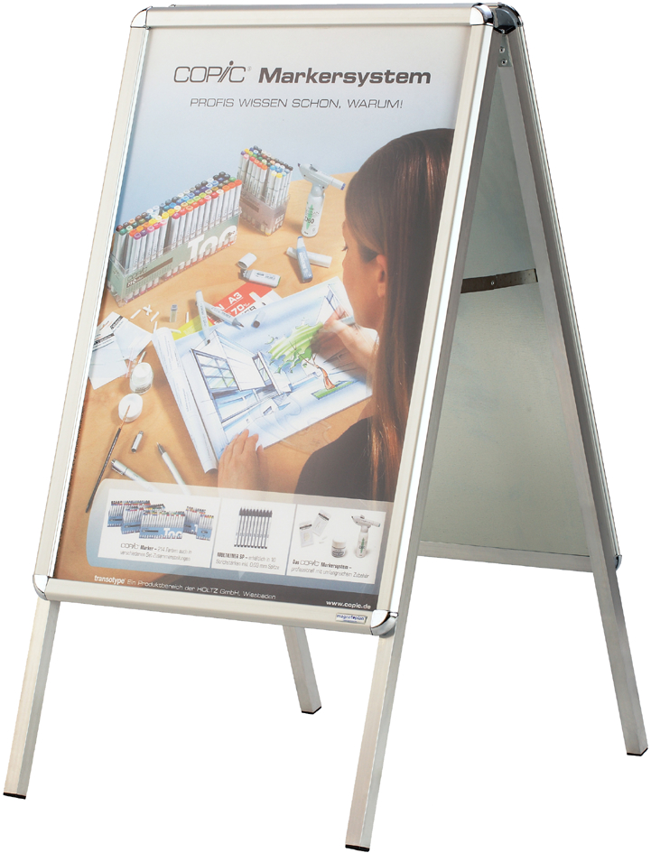 magnetoplan Plakatständer SP A2, silber/silber eloxiert