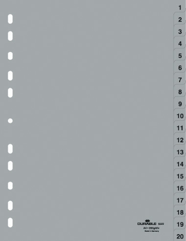 DURABLE Kunststoff-Register, Zahlen, A4, 31-teilig, 1 - 31