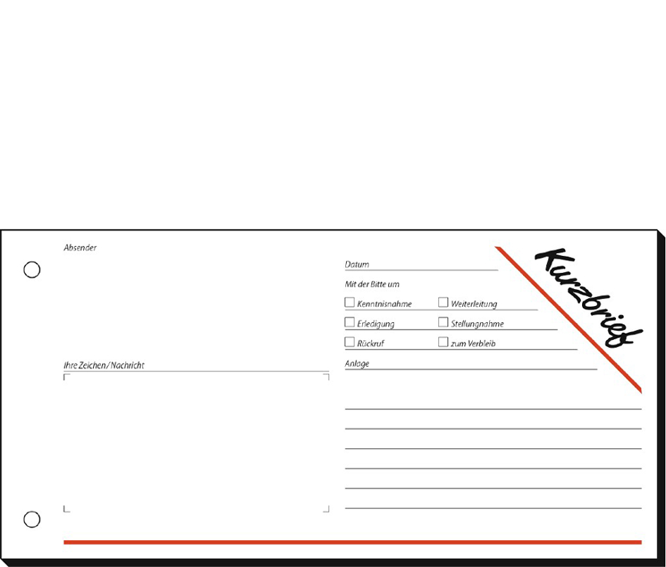 sigel Formularbuch ´Kurzbrief´, 2/3 A4, 50 Blatt, SD / CFB