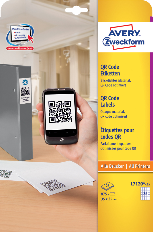 AVERY Zweckform QR Code Etiketten, 35 x 35 mm, quadratisch