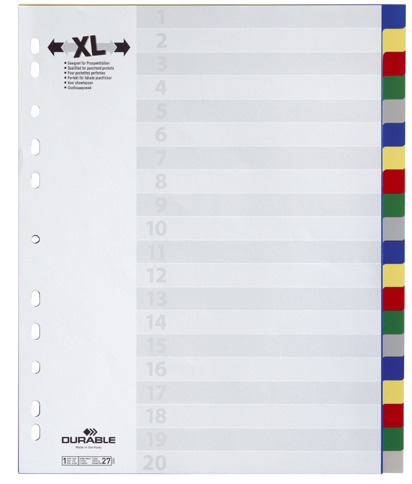 DURABLE Kunststoff-Register, A4, PP, 5-teilig, überbreit