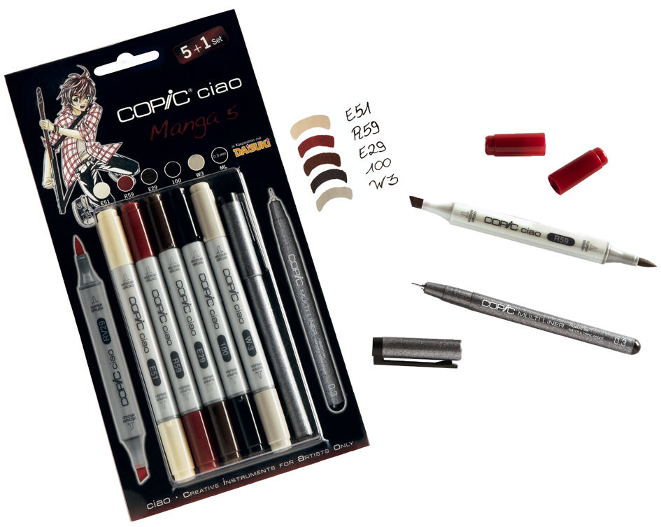 COPIC Marker ciao, 5+1 Set ´Manga 5´