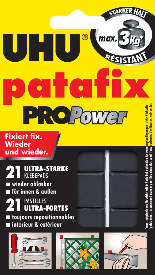 UHU Klebepads patafix PROPower, wieder ablösbar, schwarz