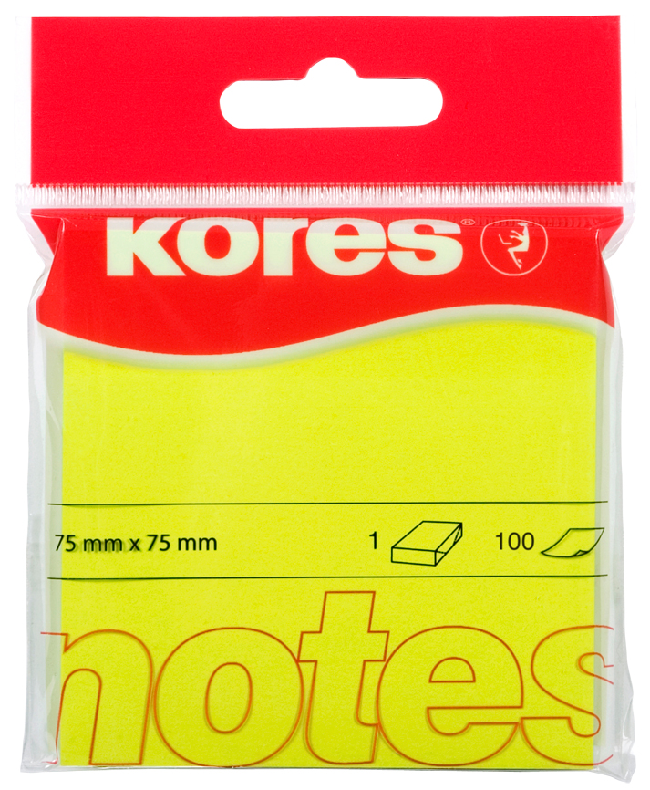 Kores Haftnotizen ´NEON´, 75 x 75 mm, blanko, neon-blau