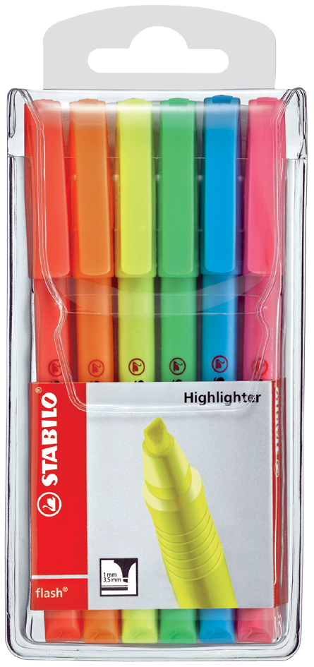 STABILO Textmarker flash, 6er PP-Etui