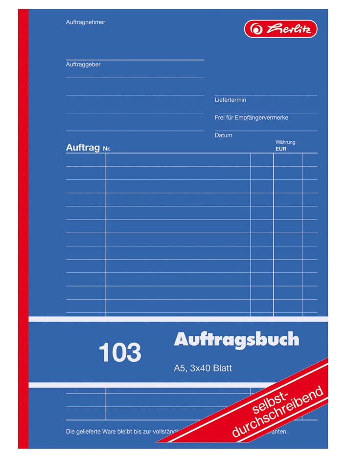 herlitz Formularbuch ´Auftrag 102´, DIN A5, 2 x 40 Blatt