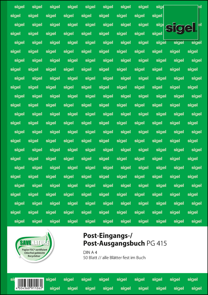 sigel Formularbuch ´Post-Eingang/Post-Ausgang´, A4, 50 Blatt