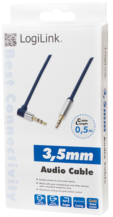 LogiLink Audiokabel, 2 x 3,5 mm Klinke, 1,0 m, gewinkelt