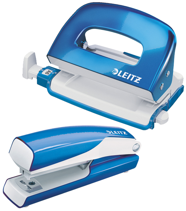 LEITZ Heftgerät- & Locher-Set Mini Nexxt WOW, eisblau