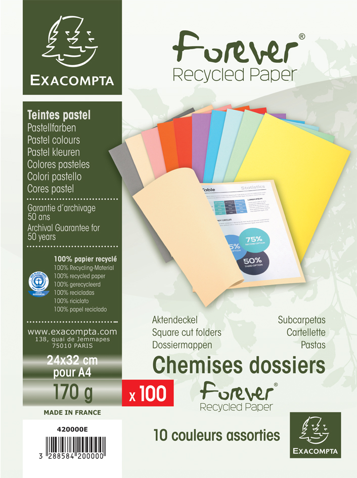 EXACOMPTA Aktendeckel FOREVER 250, DIN A4, grau