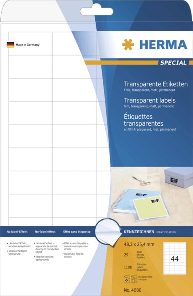 HERMA Folien-Etiketten SPECIAL, 52,5 x 29,7 mm, transparent